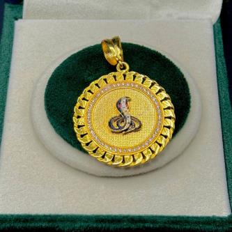 Goga Maharaj Logo Gold Plated Pendant with Diamond Circle Shape - Premium Quality Locket For Men-01