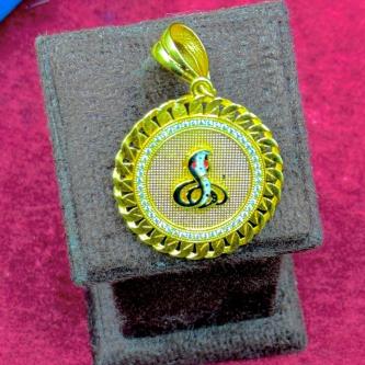 Goga Maharaj Logo Gold Plated Pendant with Diamond Circle Shape - Premium Quality Locket For Men-01