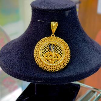 Goga Maharaj Logo Gold Plated Pendant with Diamond Circle Shape - Premium Quality Locket For Men -02