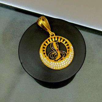 Goga Maharaj Logo Gold Plated Diamond Pendant in Circle Shape - Premium Quality Locket for Men