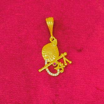 Krishna Flute Gold Plated Pendant with Diamond ✨ and Om Logo 🕉️ - Premium Quality Locket for Men