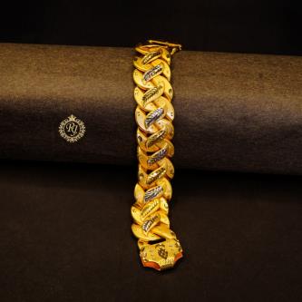 ✨ Gold-Plated Cuban Link Bracelet with Leaf Design for Men 🌿-Premium Men's Bracelet