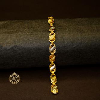 ✨ Gold-Plated Twisted Link Bracelet with Diamond Accents for Men | Premium Quality Jewelry 💎