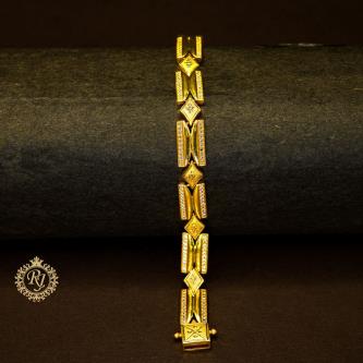 ✨ Gold Plated Hexagon Bracelet with AD Diamonds for Men | Premium Quality Jewelry 💎