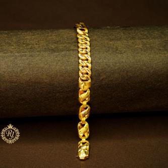 ✨ Gold-Plated Twisted Link Bracelet with Silver Tone and Pokal Design for Men | Premium Quality Jewelry 💎