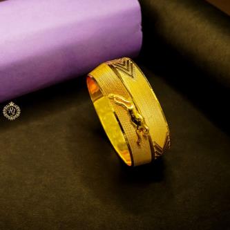 Premium Quality 1 Gram Gold Forming High Kada for Men with Exquisite Jaguar Design